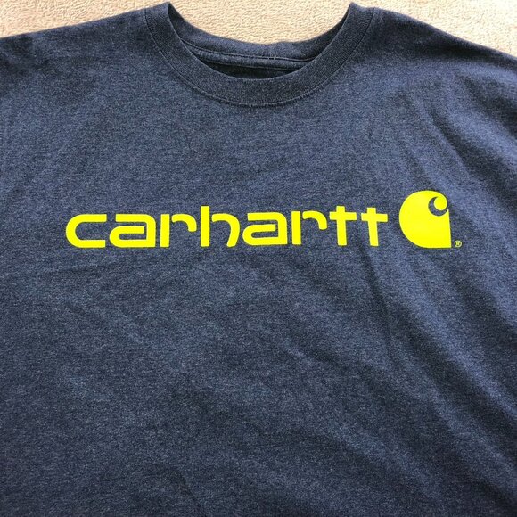 Carhartt Mens Work T-Shirt Laarge Loose Fit Logo Graphic Tee Short Sleeve Blue - Picture 4 of 8